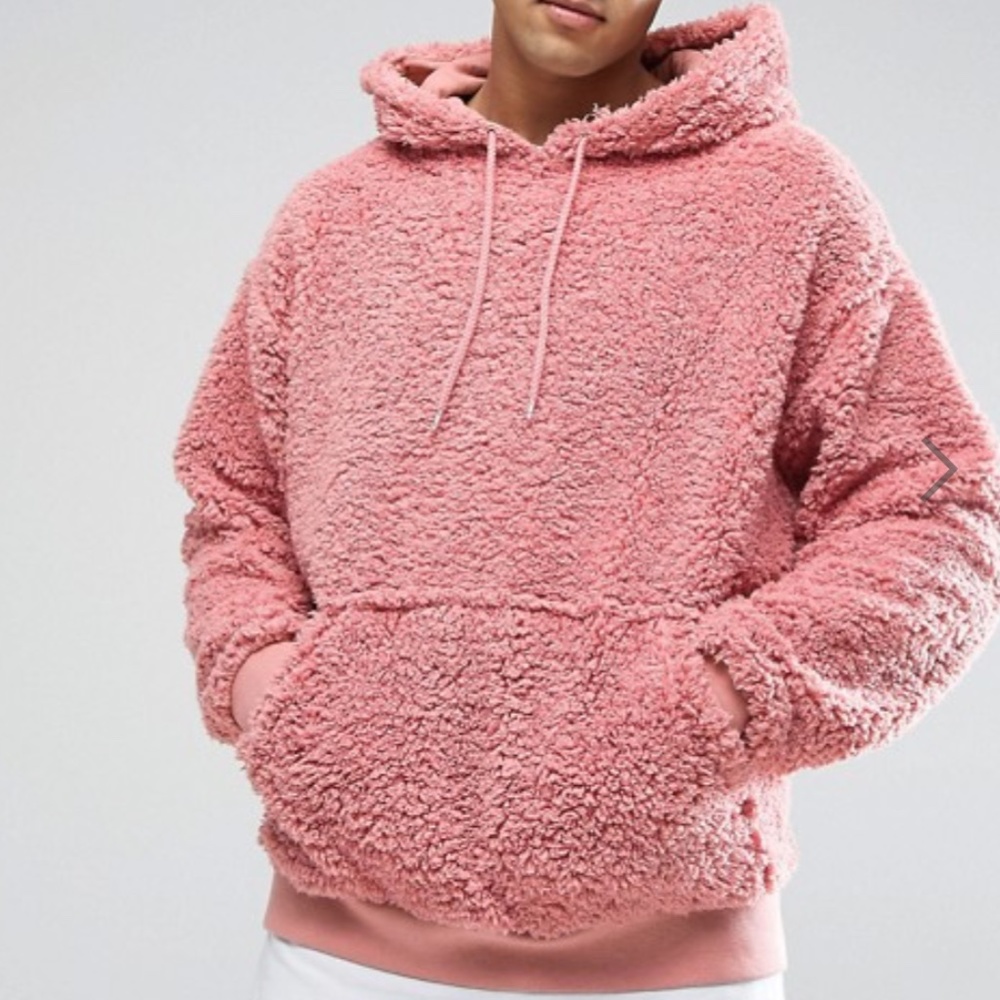 ASOS Oversized Hoodie In Borg "Cam'ron Pink"